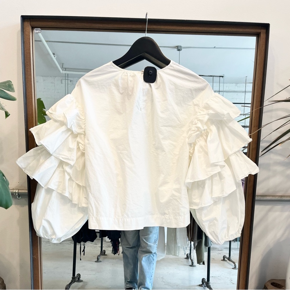 ULLA JOHNSON White Cotton Puff Sleeve Top sz 10